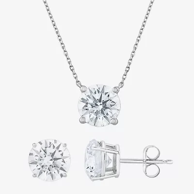 (G-H, Si2) Womens 5 CT. T.W. Lab Grown White Diamond 10K White Gold Round 2-pc. Jewelry Set
