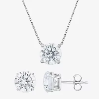 (G-H, Si2) Womens 5 CT. T.W. Lab Grown White Diamond 10K White Gold Round 2-pc. Jewelry Set