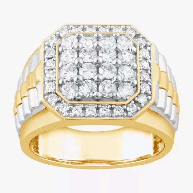 (F,Si2) Mens 1 1/2 CT. T.W. Lab Grown Diamond 10K Two Tone Gold Fashion Ring