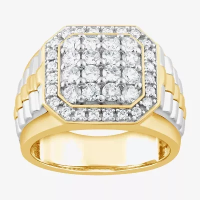 (F,Si2) Mens 1 1/2 CT. T.W. Lab Grown Diamond 10K Two Tone Gold Fashion Ring