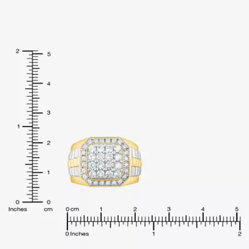 (F,Si2) Mens 1 1/2 CT. T.W. Lab Grown Diamond 10K Two Tone Gold Fashion Ring
