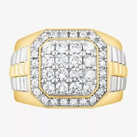 (F,Si2) Mens 1 1/2 CT. T.W. Lab Grown Diamond 10K Two Tone Gold Fashion Ring