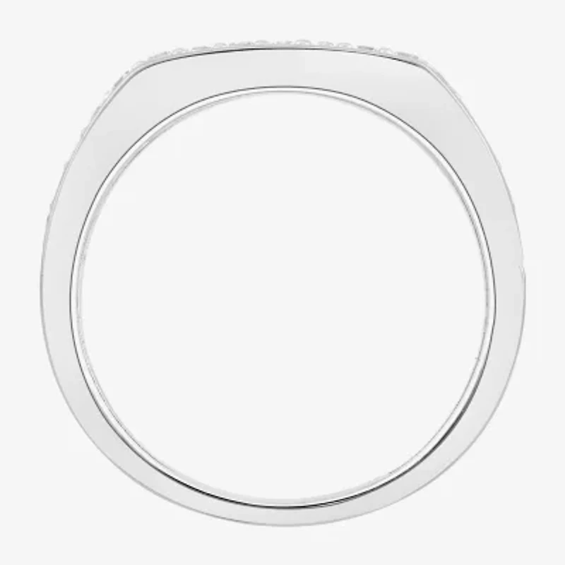 (F,Si2) Mens 1/2 CT. T.W. Lab Grown White Diamond Sterling Silver Fashion Ring