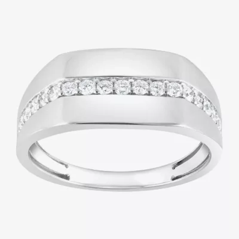 (F,Si2) Mens 1/2 CT. T.W. Lab Grown White Diamond Sterling Silver Fashion Ring