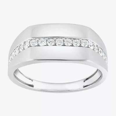 (F,Si2) Mens 1/2 CT. T.W. Lab Grown White Diamond Sterling Silver Fashion Ring