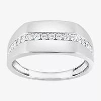 (F,Si2) Mens 1/2 CT. T.W. Lab Grown White Diamond Sterling Silver Fashion Ring