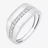 (F,Si2) Mens 1/2 CT. T.W. Lab Grown White Diamond Sterling Silver Fashion Ring