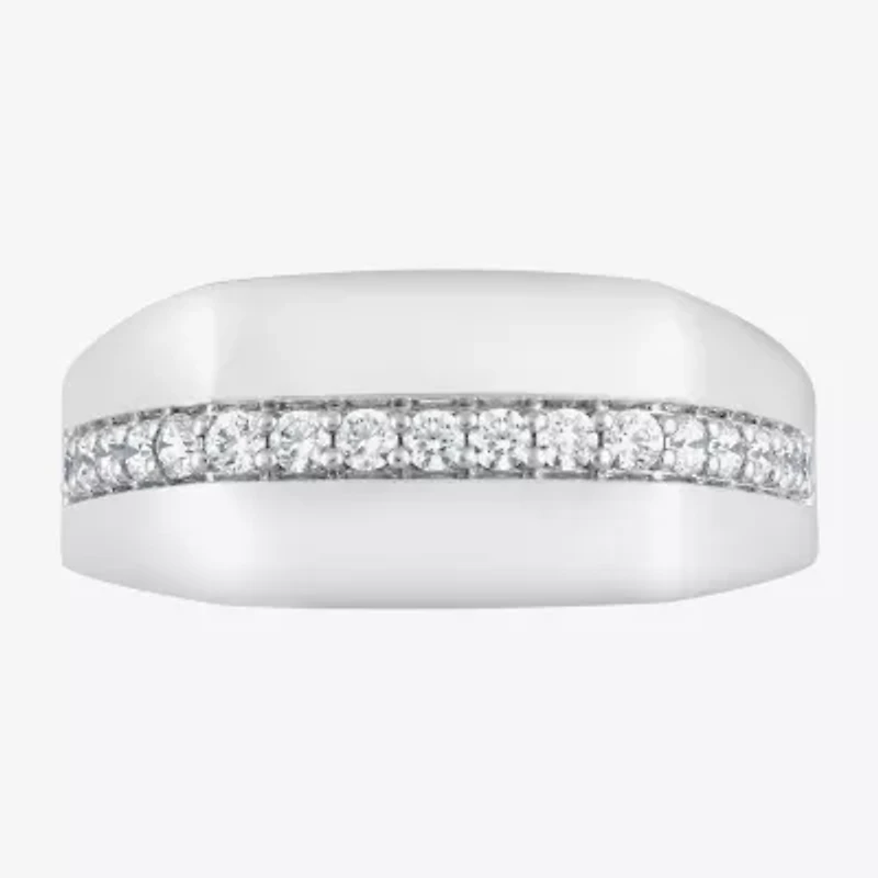 (F,Si2) Mens 1/2 CT. T.W. Lab Grown White Diamond Sterling Silver Fashion Ring
