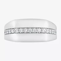 (F,Si2) Mens 1/2 CT. T.W. Lab Grown White Diamond Sterling Silver Fashion Ring