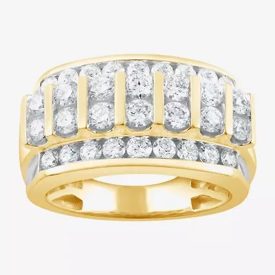 F / Vs2 Mens 4MM 2 1/2 CT. T.W. Lab Created White Diamond 10K Gold Band