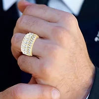 F / Vs2 Mens 4MM 2 1/2 CT. T.W. Lab Created White Diamond 10K Gold Band