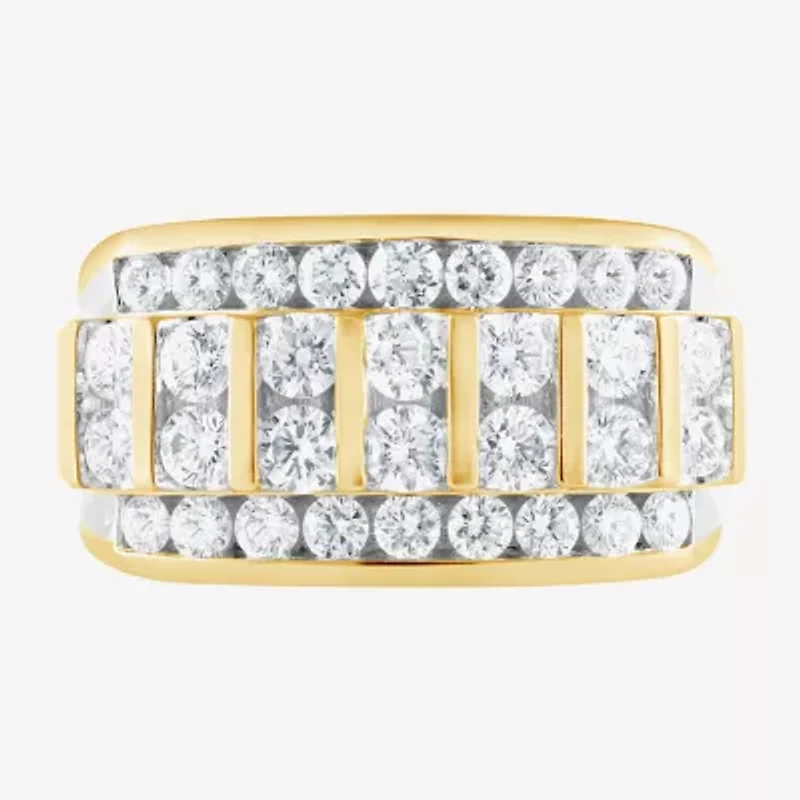 F / Vs2 Mens 4MM 2 1/2 CT. T.W. Lab Created White Diamond 10K Gold Band