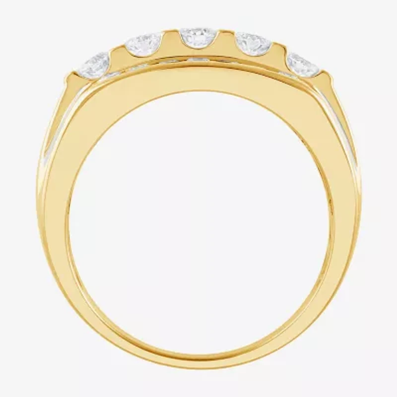 F / Vs2 Mens 3.5MM 1 1/2 CT. T.W. Lab Grown White Diamond 10K Gold Band