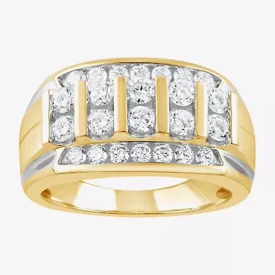 F / Vs2 Mens 3.5MM 1 1/2 CT. T.W. Lab Grown White Diamond 10K Gold Band