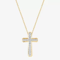 Cross (F, Si2) Mens 1 CT. T.W. Lab Grown White Diamond 14K Gold Over Silver Cross Pendant