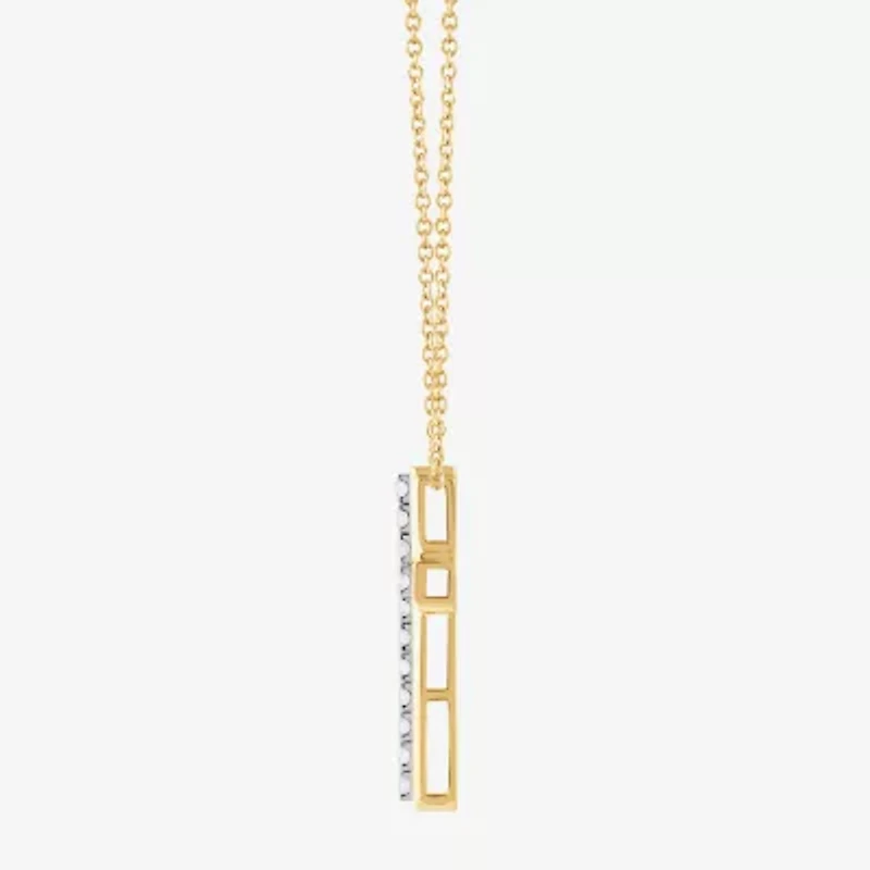 Cross (F, Si2) Mens 1 CT. T.W. Lab Grown White Diamond 14K Gold Over Silver Cross Pendant