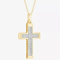 Cross (F, Si2) Mens 3/4 CT. T.W. Lab Grown White Diamond 14K Gold Over Silver Cross 18 Inch Pendant Necklace