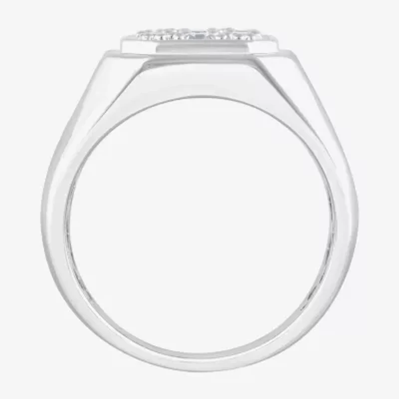 F, Si2 Mens 1 1/2 CT. T.W. Lab Grown White Diamond Sterling Silver Cluster Fashion Ring