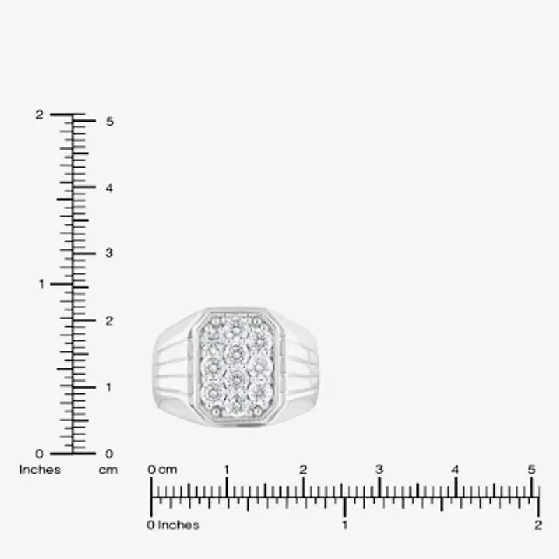 F, Si2 Mens 1 1/2 CT. T.W. Lab Grown White Diamond Sterling Silver Cluster Fashion Ring
