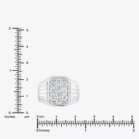 F, Si2 Mens 1 1/2 CT. T.W. Lab Grown White Diamond Sterling Silver Cluster Fashion Ring