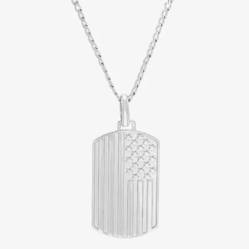 Mens Sterling Silver 22 Inch Pendant Necklace