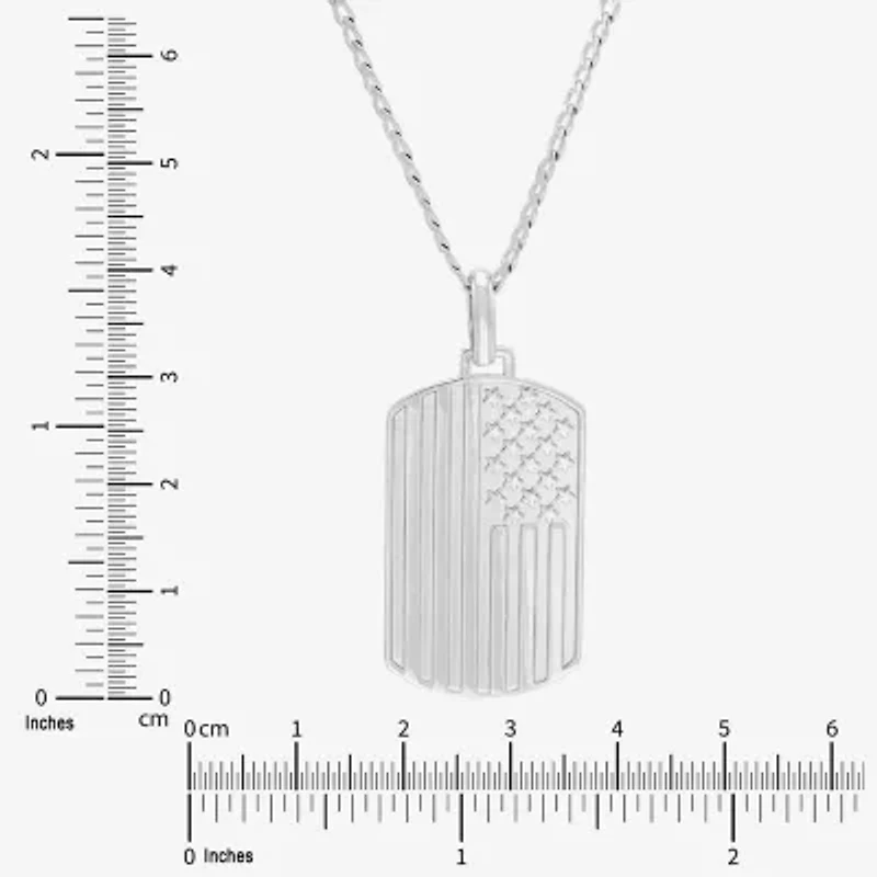 Mens Sterling Silver 22 Inch Pendant Necklace