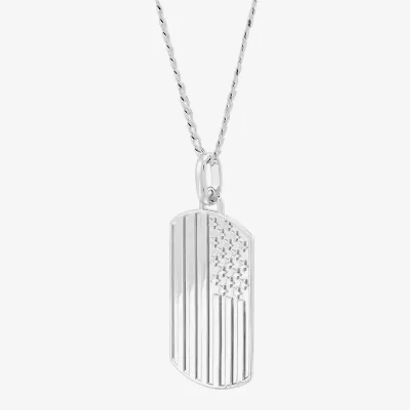 Mens Sterling Silver 22 Inch Pendant Necklace