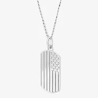 Mens Sterling Silver 22 Inch Pendant Necklace