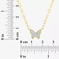 Butterfly (Gh / Si2 I1) Womens 1/10 CT. T.W. Lab Grown White Diamond 14K Gold Over Silver Butterfly 16 Inch Pendant Necklace