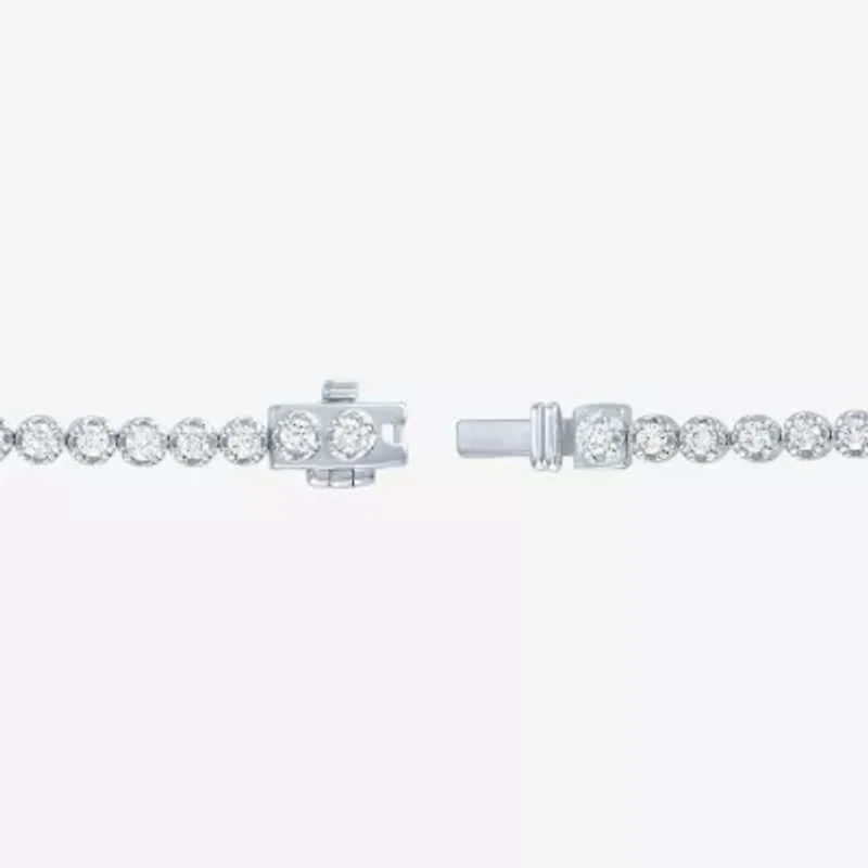 (G-H / Si2-I1) Womens 2 CT. T.W. Lab Grown White Diamond Sterling Silver 7.25 Inch Tennis Bracelet
