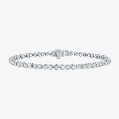 (G-H / Si2-I1) Womens 2 CT. T.W. Lab Grown White Diamond Sterling Silver 7.25 Inch Tennis Bracelet