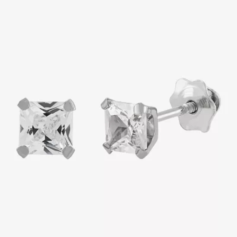 Limited Quantities! White Cubic Zirconia 14K White Gold 4mm Stud Earrings