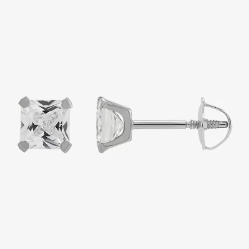 Limited Quantities! White Cubic Zirconia 14K White Gold 4mm Stud Earrings