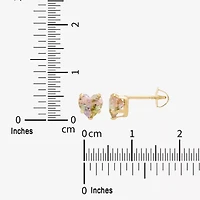 Limited Quantities! Multi Color Cubic Zirconia 14K Gold 5.6mm Heart Stud Earrings