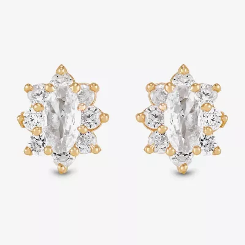 Limited Quantities! White Cubic Zirconia 14K Gold 7.2mm Stud Earrings