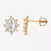 Limited Quantities! White Cubic Zirconia 14K Gold 7.2mm Stud Earrings
