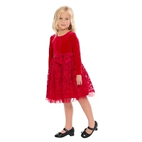 Bonnie Jean Toddler Girls Long Sleeve Velvet Fit + Flare Dress