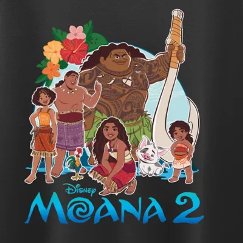 Disney Collection Little & Big Kid Girls Round Neck Short Sleeve Moana Graphic T-Shirt