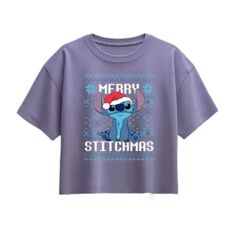 Disney Collection Little & Big Kid Girls Round Neck Short Sleeve Graphic T-Shirt