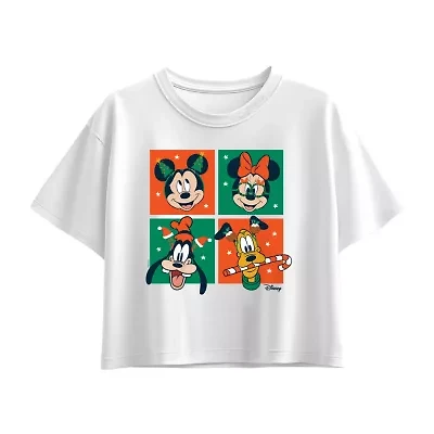 Disney Collection Little & Big Kid Girls Round Neck Short Sleeve Minnie Mouse Graphic T-Shirt