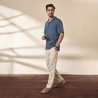 Cubavera 30" Inseam Linen Drawstring Mens Regular Fit Flat Front Pant