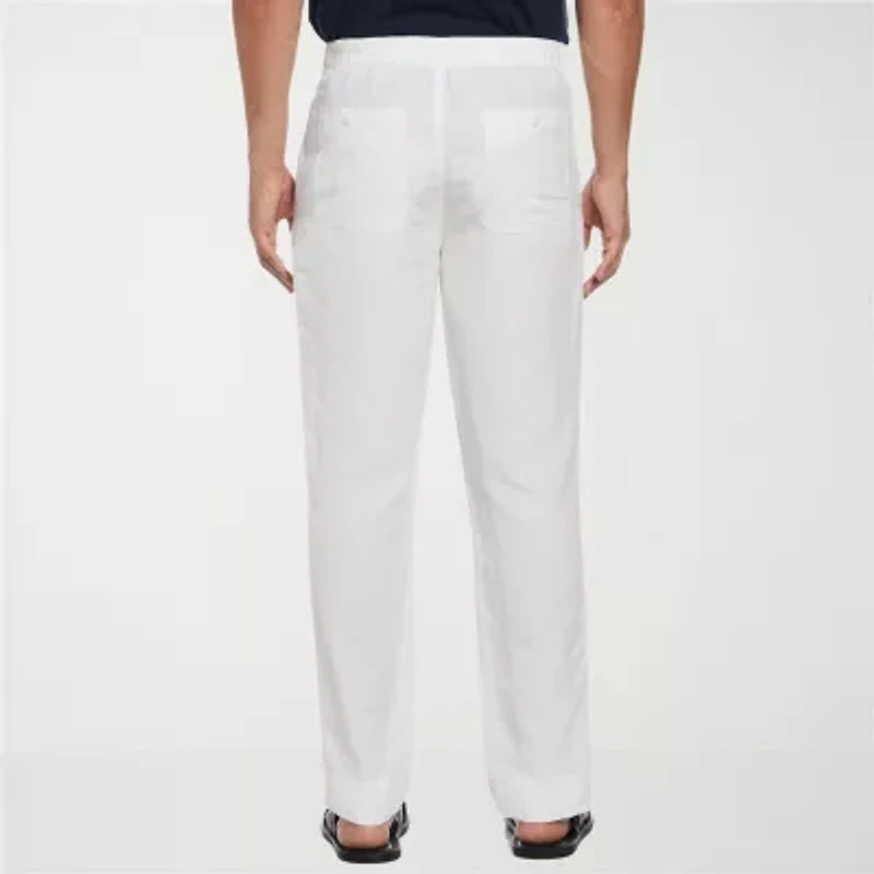 Cubavera 30" Inseam Linen Drawstring Mens Regular Fit Flat Front Pant