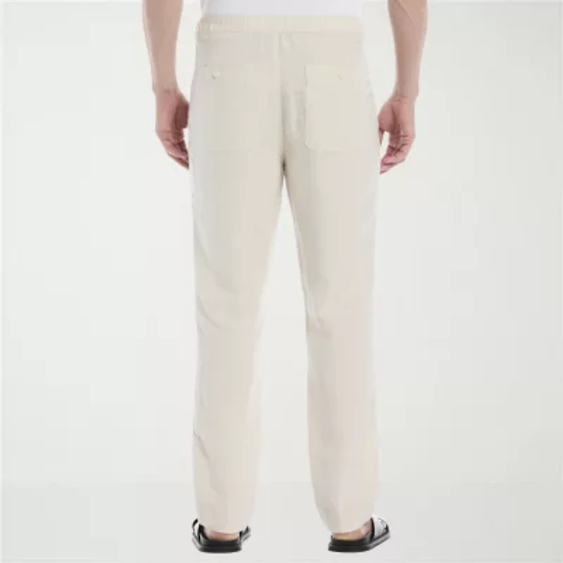 Cubavera 30" Inseam Linen Drawstring Mens Regular Fit Flat Front Pant