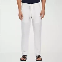 Cubavera 30" Inseam Linen Drawstring Mens Regular Fit Flat Front Pant