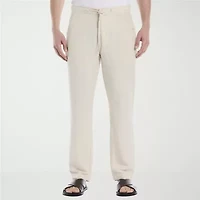 Cubavera 30" Inseam Linen Drawstring Mens Regular Fit Flat Front Pant