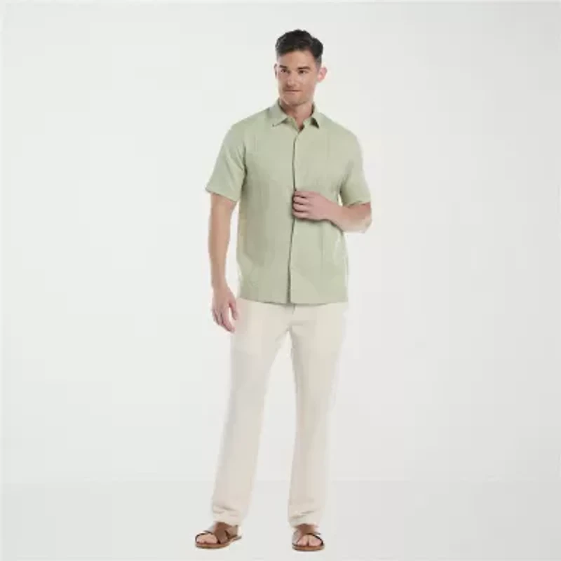 Cubavera 30" Inseam Linen Drawstring Mens Regular Fit Flat Front Pant