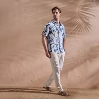 Cubavera Tropical Print Mens Short Sleeve Regular Fit Button-Down Shirt