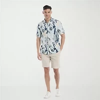 Cubavera Tropical Print Mens Short Sleeve Regular Fit Button-Down Shirt