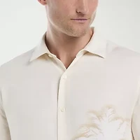 Cubavera Batik Palm Print Mens Short Sleeve Regular Fit Button-Down Shirt