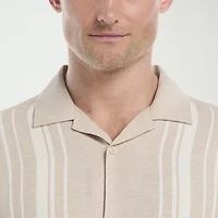 Cubavera Dobby Yarn Dye Panels Mens Short Sleeve Regular Fit Button-Down Shirt